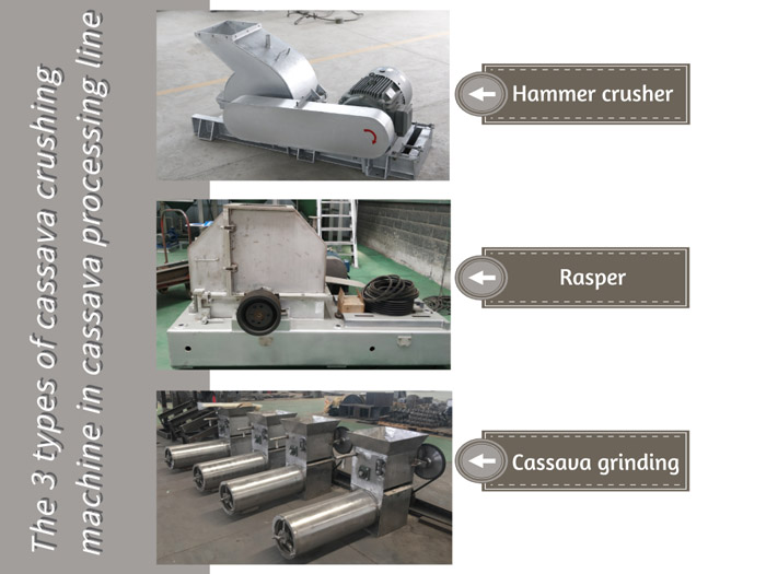 3 different machines to grind cassava