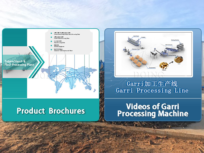 How to get the quote brochures and videos for garri processing machine?