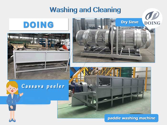 How to clean cassava root in cassava processing plant?