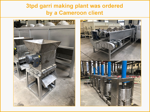 A Cameroon client ordered a 3tpd garri making plant from Henan Jinrui