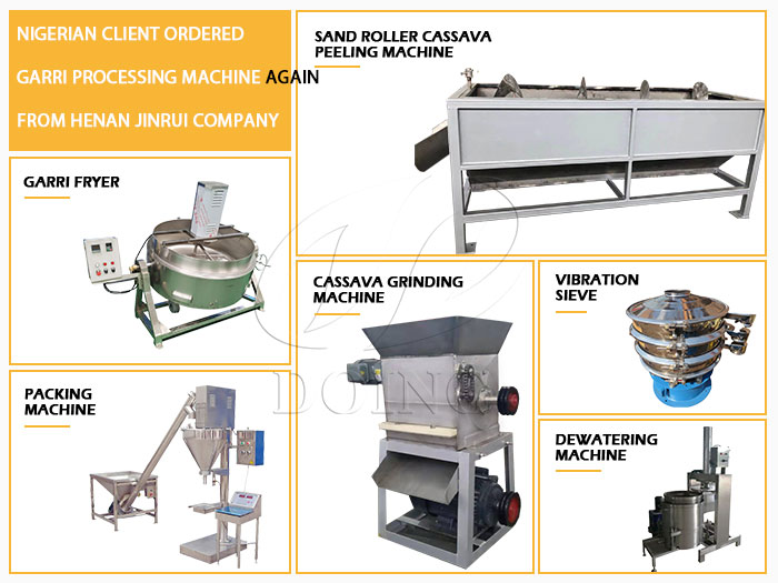 Nigerian client ordered garri processing machine again from Henan Jinrui company