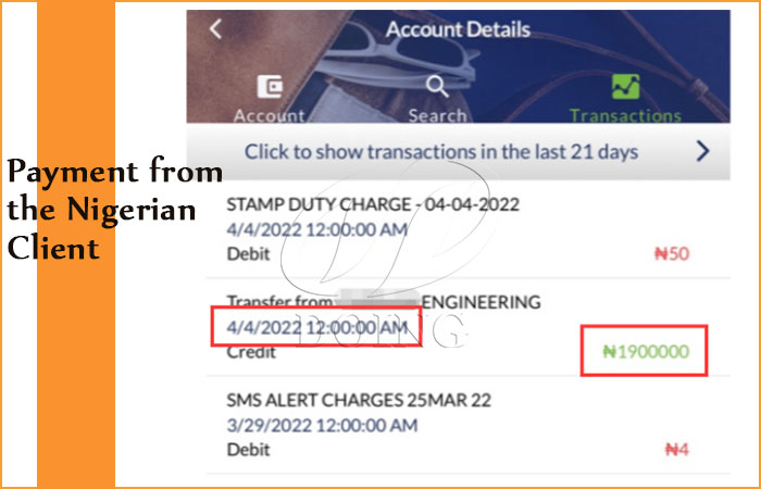 payment of the nigerian client