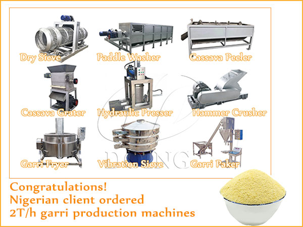 Congratulations! Nigerian client ordered 2T/h garri production machines