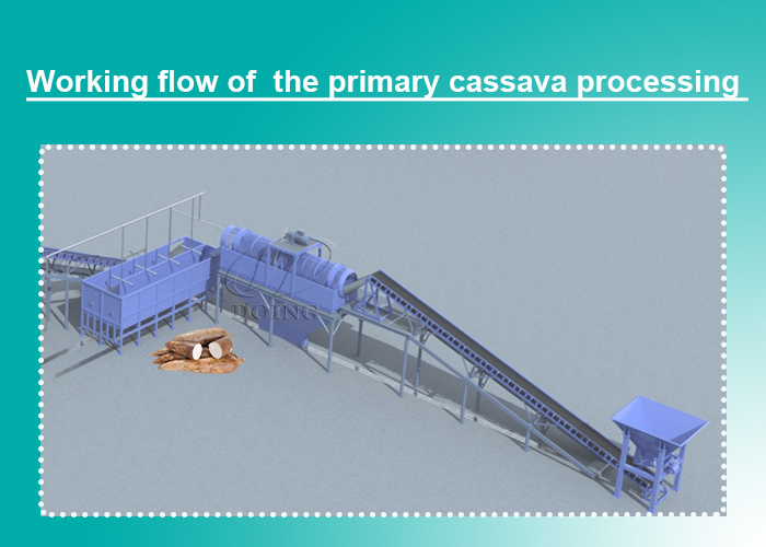 the working flow of the primary processing of cassava