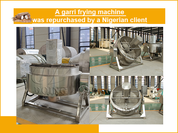 A garri frying machine was repurchased by an old client from Nigeria