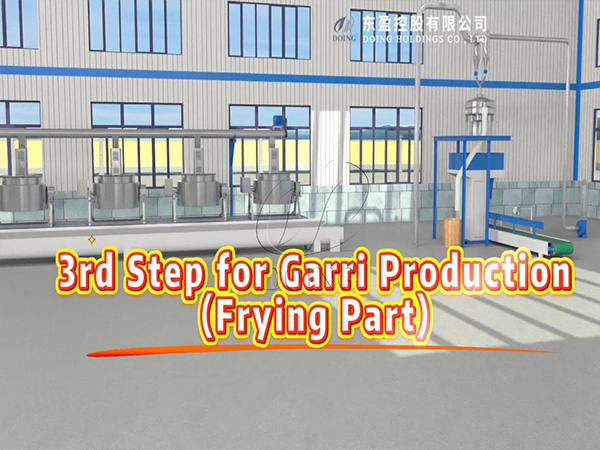 Frying part of the whole garri processing line work video